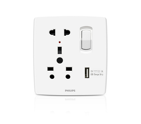 Philips LeafStyle 13A Socket +USB - Hayat Trading Corporation